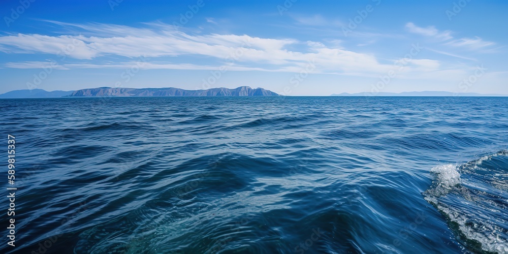 Poster view of the water in the sea.colorful summer template. concept of recreation. generative ai