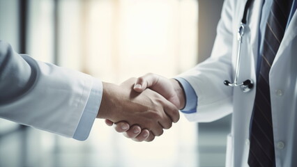 A handshake between a doctor and a patient with Generative AI.