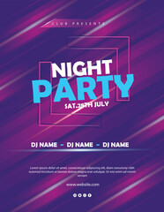 Night dance party music night poster template. Style concert disco party event flyer invitation.