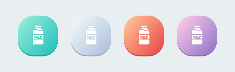 Milk solid icon in flat design style. Drink signs vector illustration.