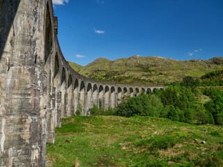 iconic Glenfinnan viaduct of the jacobite steam train.