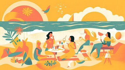 Obraz na płótnie Canvas Fun and sunny beach diner. Generative AI
