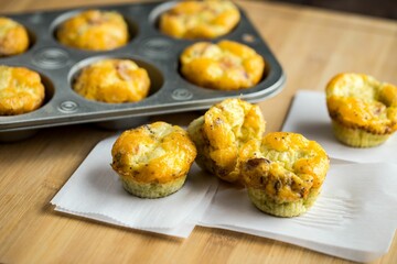 High angle closeup of egg muffins