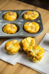 High angle closeup of egg muffins