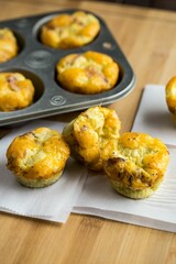 High angle closeup of egg muffins