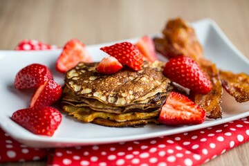 High angle closeup of Strawberry Pancak