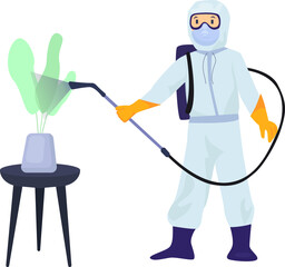 Plant disinfection illustration in color cartoon style. Editable vector graphic design.