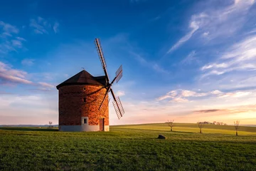 Foto op Canvas Beautiful old windmill in Chvalkovice - Czech Republic. Europe. © Jaromr
