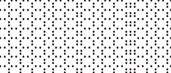 Black polka dot pattern on white background. Straight dot pattern for backdrop and wallpaper template. Simple classic polka dot lines with repeat stripes texture. Polka background, vector illustration