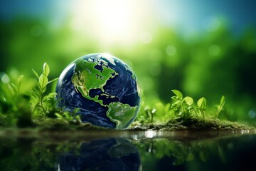 green grass and globe made with generative ai