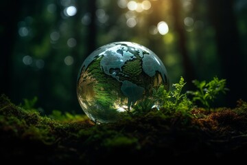 globe in the forest made with generative ai