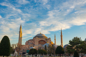 Ayasofya or Hagia Sophia at sunrise. Landmarks of Istanbul
