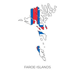 Faroe Island map and flag. Detailed silhouette vector illustration	