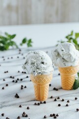 Vertical shot of a vanilla ice cream on the white background