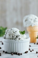 Vertical shot of a vanilla ice cream on the white background