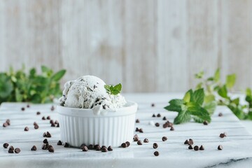 Closeup shot of a vanilla ice cream on the white background