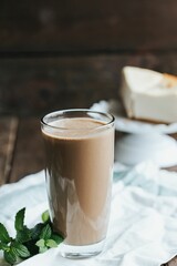 Vertical shot of a hot chocolate on the wooden background