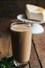 Vertical shot of a hot chocolate on the wooden background
