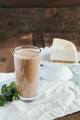 Vertical shot of a hot chocolate on the wooden background