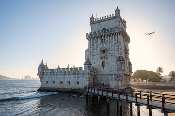 Fototapeta premium Belem tower at sunset in Lisbon, Portugal