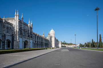 Fototapeta premium The Jeronimos Monastery exterior in Lisbon, Portugal