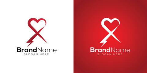 Heart Attack or heart thunder logo design template