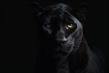Close-up on a black panther eyes on black