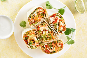 Tortilla wraps with chicken and vegetables