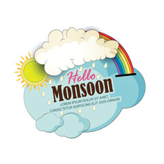 vector creative typography illustration,banner  Monsoon season.
