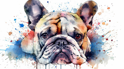 Pawsome Pal: Celebrate the Cuteness of Bulldogs with Watercolor Clipart Delight, Generative AI