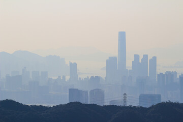 Fototapeta na wymiar 1 Dec 2013 hk skyscape smog and polluted air pollution