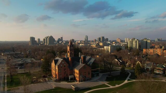 Drone footage of Wortley Village in London, Ontario, Canada