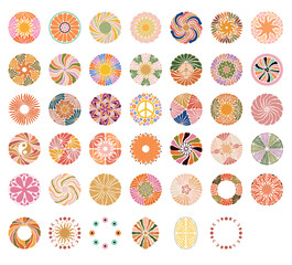 Groovy boho collection 70s wall art flowers hippie kawaii 