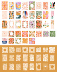 Groovy boho collection 70s wall art flowers hippie kawaii 