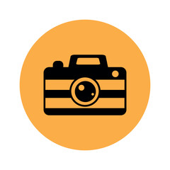 Camera icon on orange background