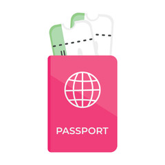 Passport with plane ticket