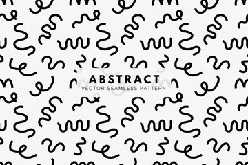 Wiggly lines black shapes abstract seamless repeating pattern