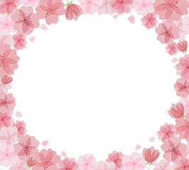Fototapeta premium Horizontal frame with beautiful watercolor sakura flowers around