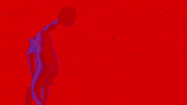3D Rotating Discobolus Statue Animation. Greek Sculpture In Modern Art Style. NFT Cryptoart Concept. 4K
