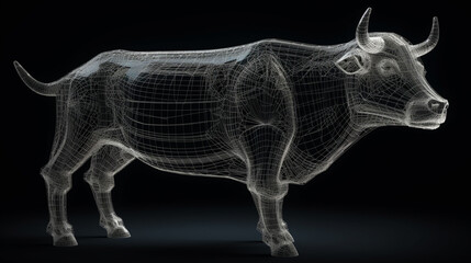 Wireframe bull isolated layers Generated AI