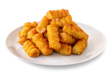 Potato fried croquettes in white dish isolated 