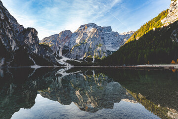 Lake di Braies in Autumn, dolomites, Italy 