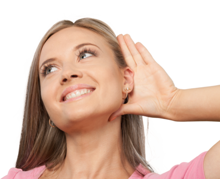 Portrait of a Woman Holding her Hand Near Ear