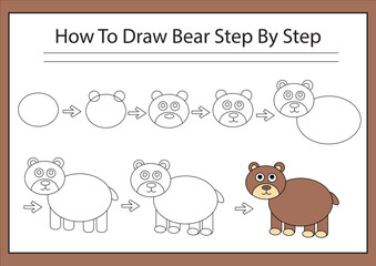 How to draw bear step by step