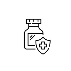 Prescription medication in a bottle. Medical health plan coverage. Pixel perfect, editable stroke icon