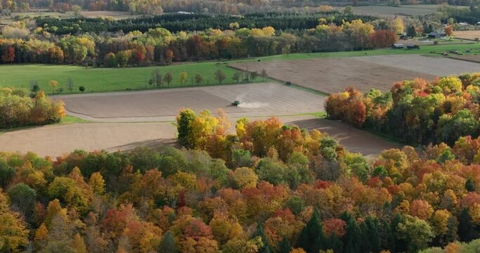 Afternoon autumn fall aerial view of Trumansburg NY USA