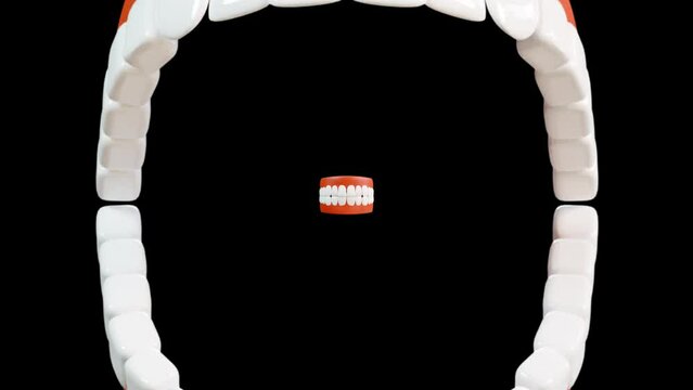 3D jaws closing in succession - Looping video. 