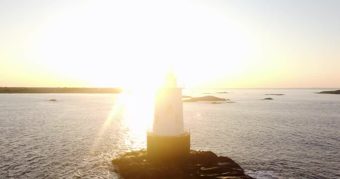 Little Compton, RI USA - Early morning video of the Sakonnet Point Light
