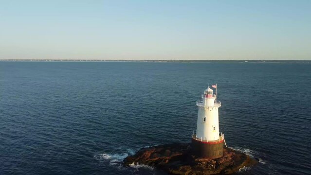 Little Compton, RI USA - Early morning video of the Sakonnet Point Light