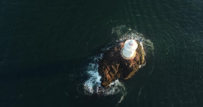 Little Compton, RI USA - Early morning video of the Sakonnet Point Light
